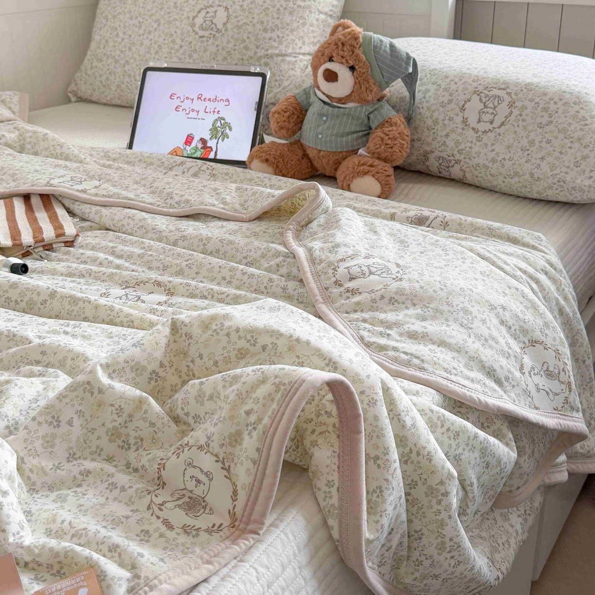 91家纺网 家纺一手货源 找家纺 觅糖家纺 2026新款针织云柔大豆夏被夏凉被空调被 森野