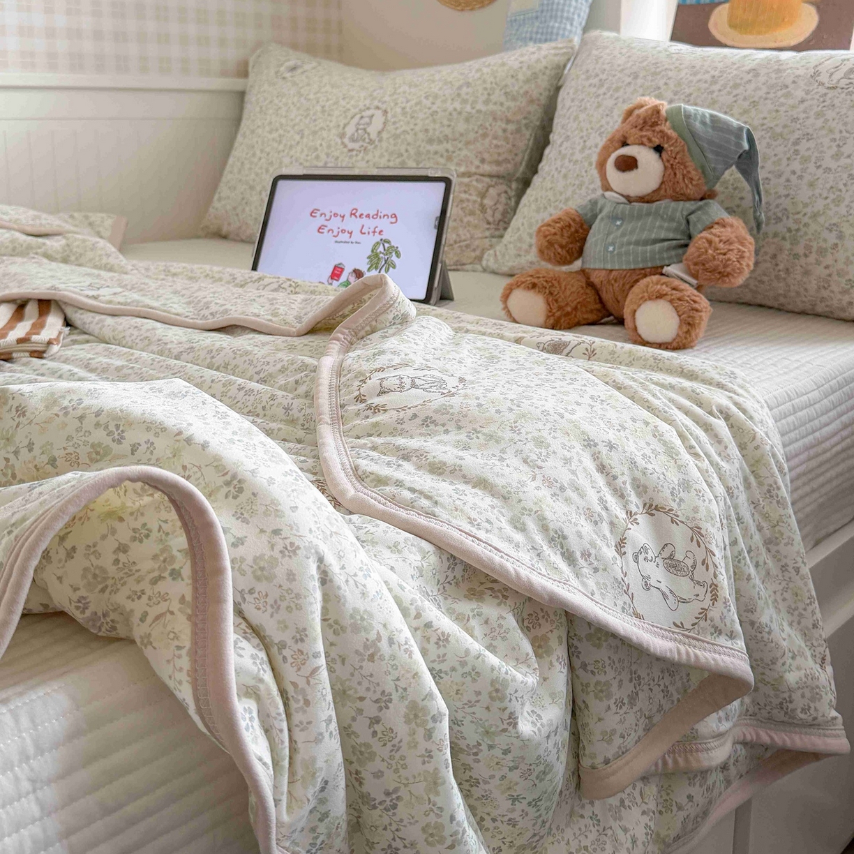 91家纺网 家纺一手货源 找家纺 觅糖家纺 2026新款针织云柔大豆夏被夏凉被空调被 森野