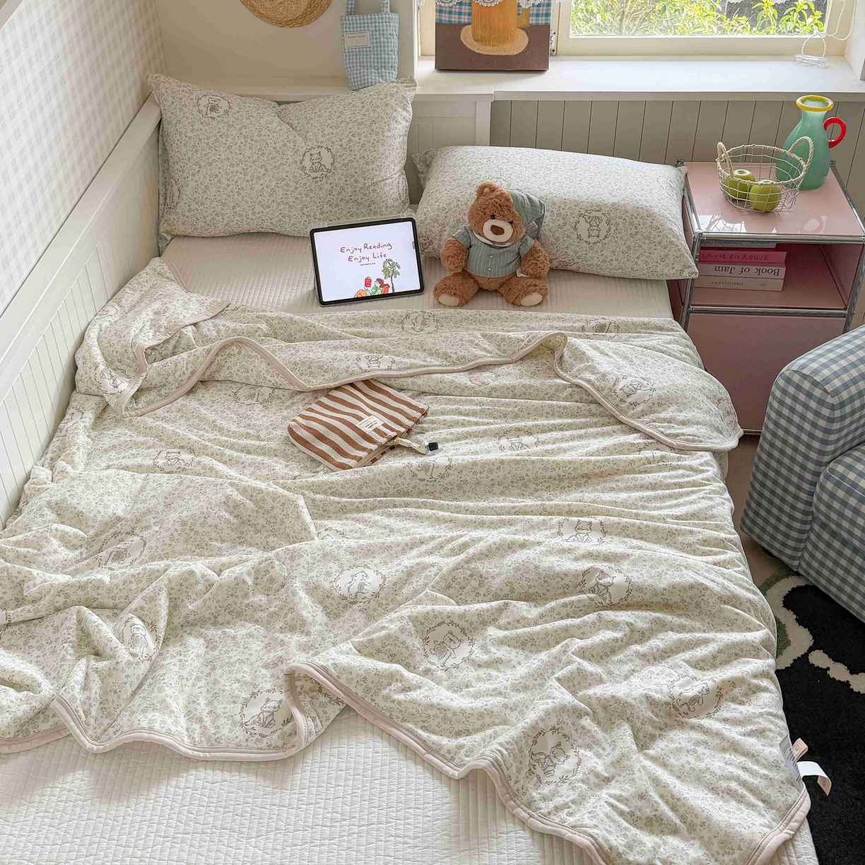 91家纺网 家纺一手货源 找家纺 觅糖家纺 2026新款针织云柔大豆夏被夏凉被空调被 森野