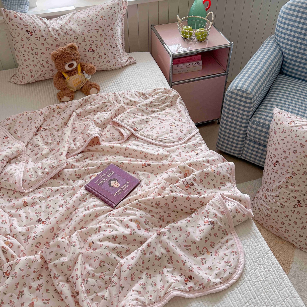 91家纺网 家纺一手货源 找家纺 觅糖家纺 2026新款针织云柔大豆夏被夏凉被空调被 田园萌兔