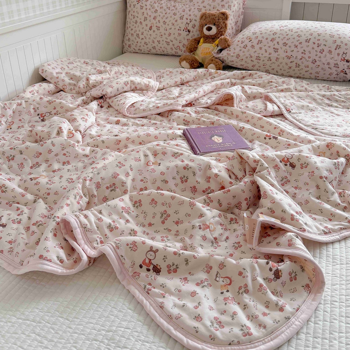 91家纺网 家纺一手货源 找家纺 觅糖家纺 2026新款针织云柔大豆夏被夏凉被空调被 田园萌兔