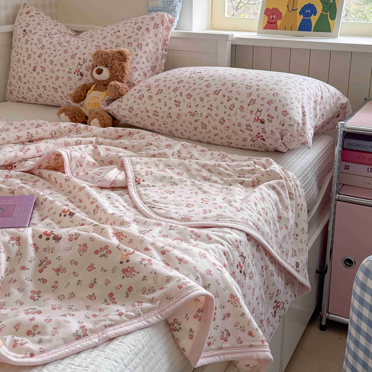 91家纺网 家纺一手货源 找家纺 觅糖家纺 2026新款针织云柔大豆夏被夏凉被空调被 田园萌兔