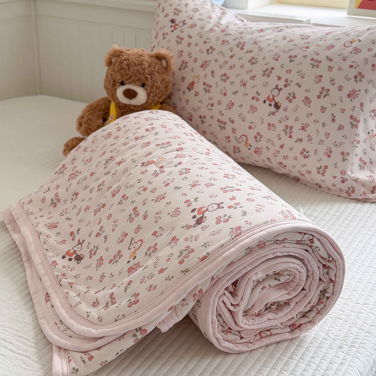 91家纺网 家纺一手货源 找家纺 觅糖家纺 2026新款针织云柔大豆夏被夏凉被空调被 田园萌兔