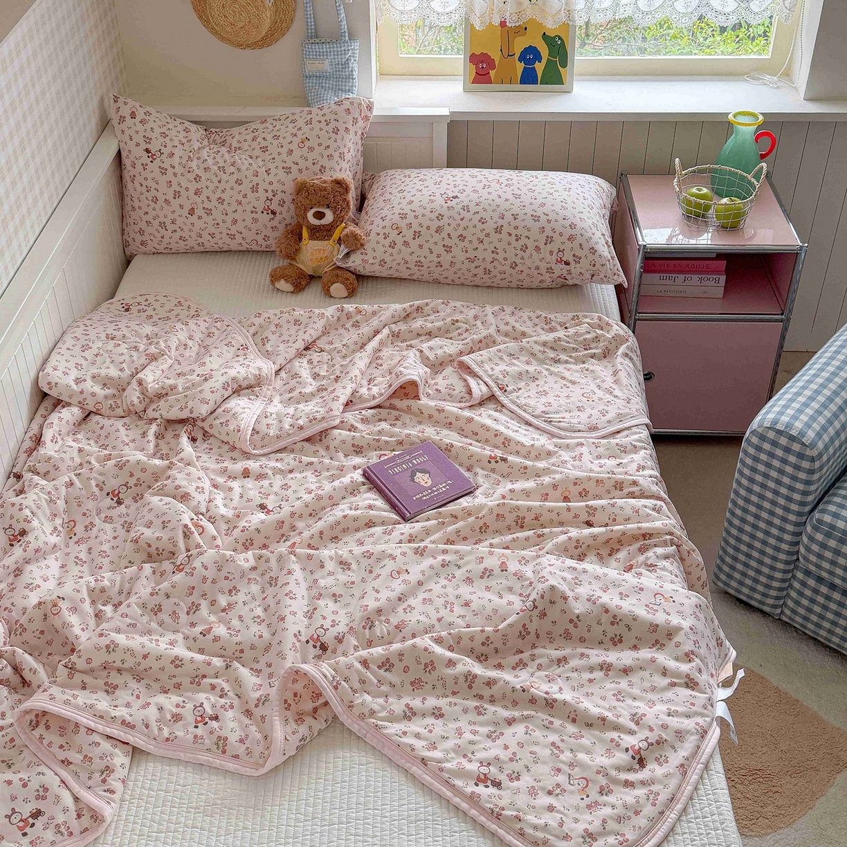 91家纺网 家纺一手货源 找家纺 觅糖家纺 2026新款针织云柔大豆夏被夏凉被空调被 田园萌兔