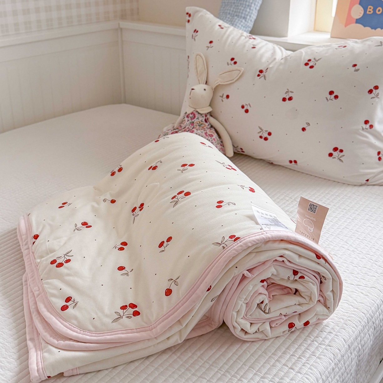 91家纺网 家纺一手货源 找家纺 觅糖家纺 2026新款针织云柔大豆夏被夏凉被空调被 甜甜樱桃