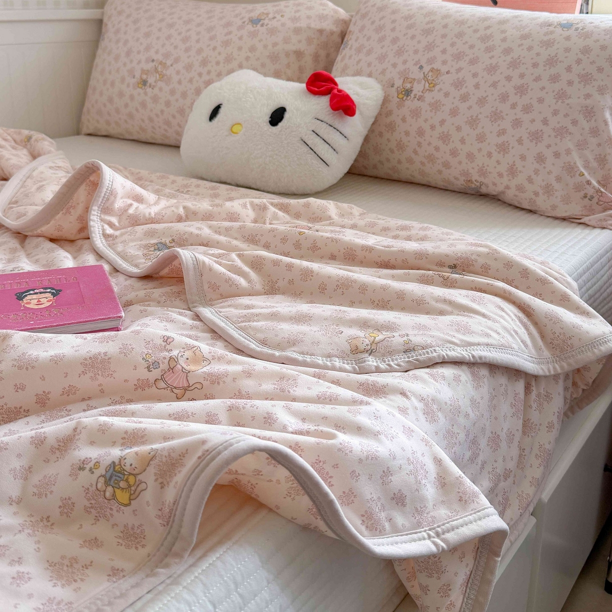 91家纺网 家纺一手货源 找家纺 觅糖家纺 2026新款针织云柔大豆夏被夏凉被空调被 童趣小猫