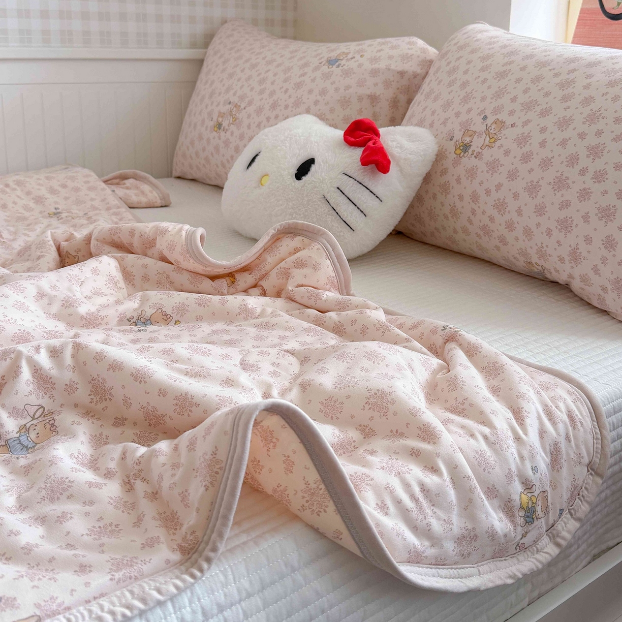 91家纺网 家纺一手货源 找家纺 觅糖家纺 2026新款针织云柔大豆夏被夏凉被空调被 童趣小猫