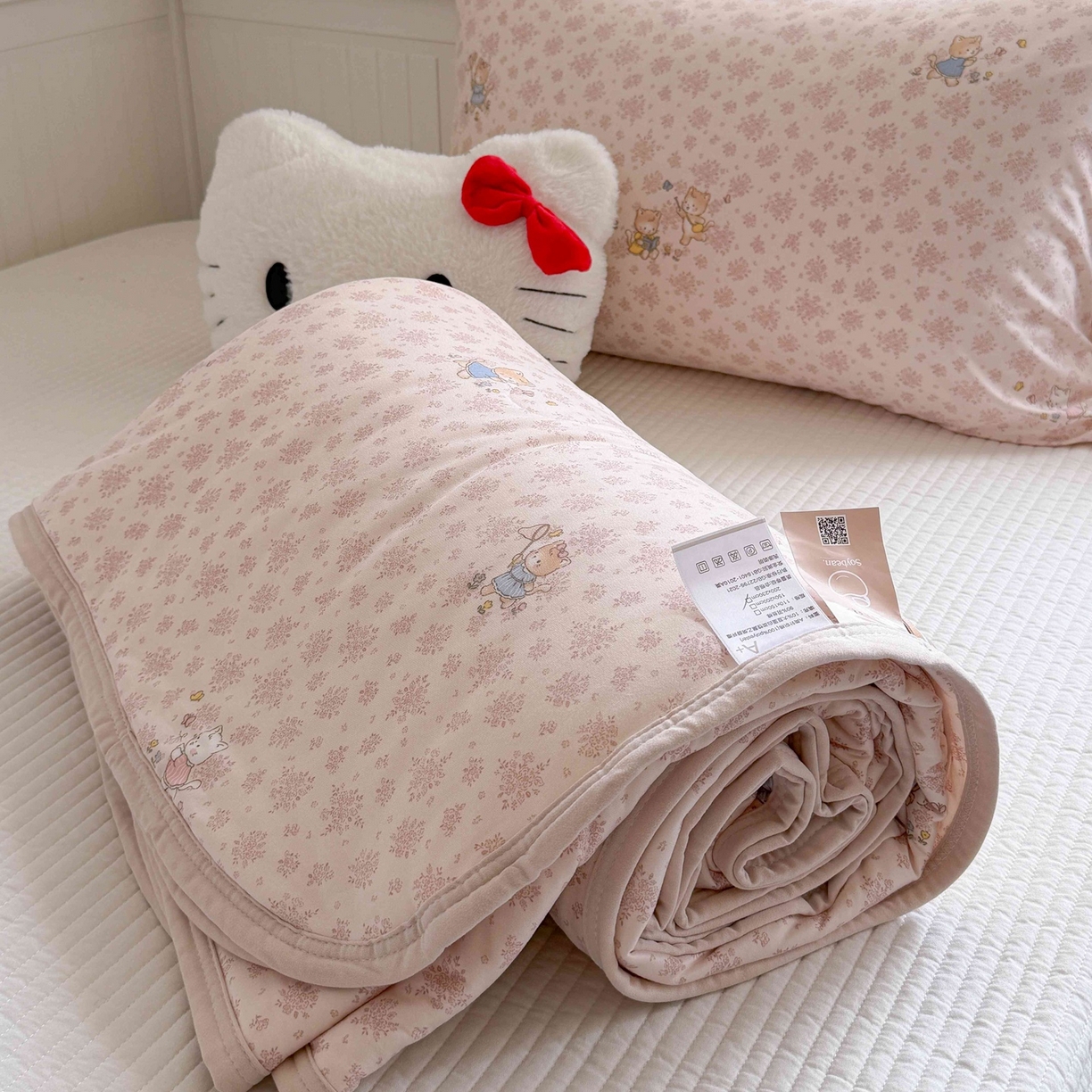 91家纺网 家纺一手货源 找家纺 觅糖家纺 2026新款针织云柔大豆夏被夏凉被空调被 童趣小猫