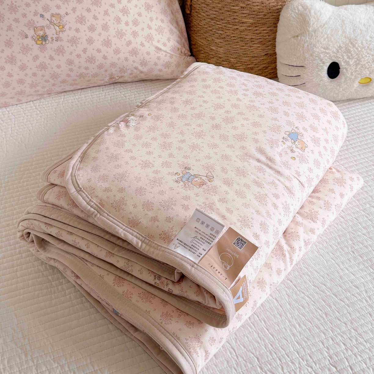 91家纺网 家纺一手货源 找家纺 觅糖家纺 2026新款针织云柔大豆夏被夏凉被空调被 童趣小猫