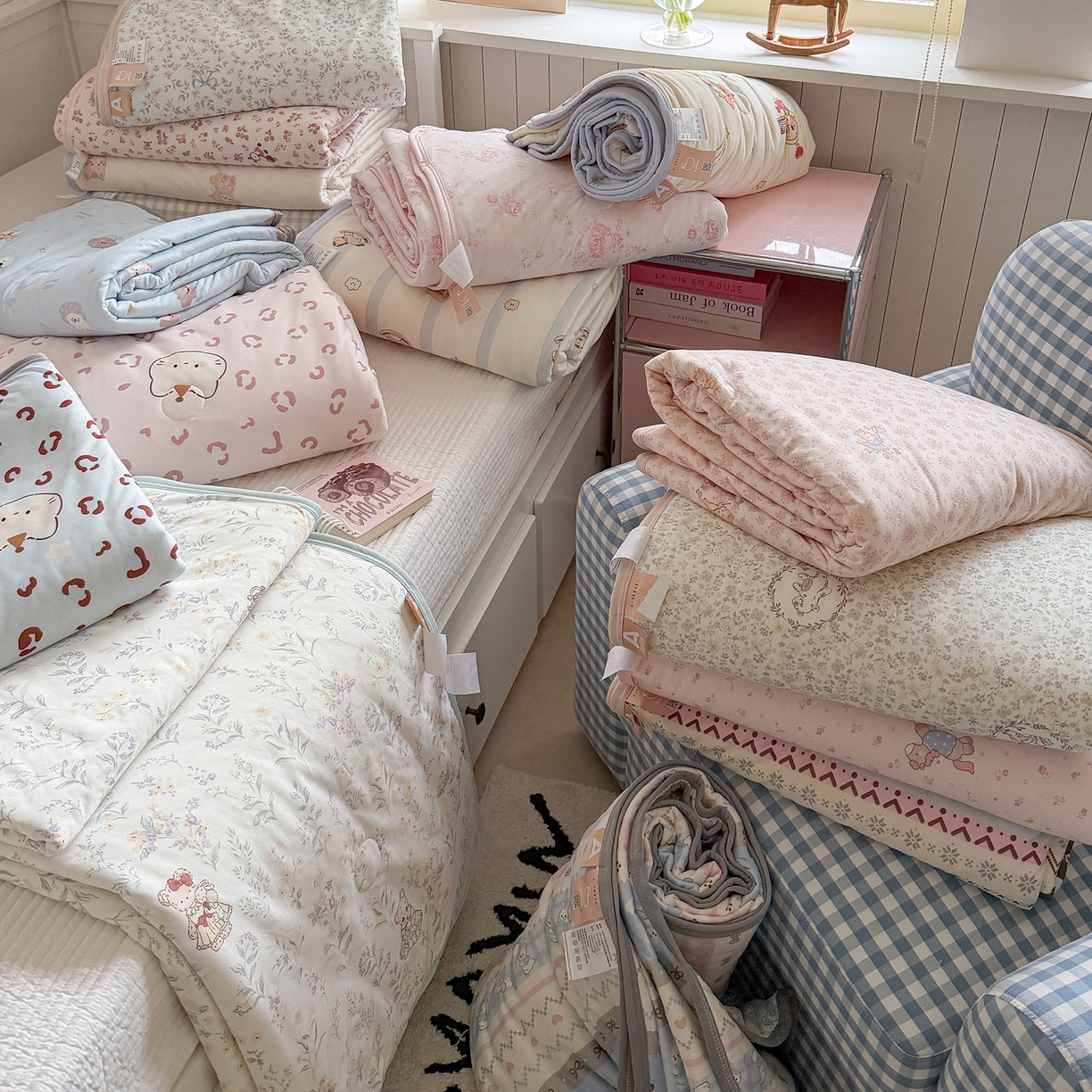 91家纺网 家纺一手货源 找家纺 觅糖家纺 2026新款针织云柔大豆夏被夏凉被空调被 组合图（仅供展示不可下单）