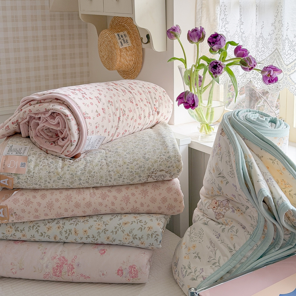 91家纺网 家纺一手货源 找家纺 觅糖家纺 2026新款针织云柔大豆夏被夏凉被空调被 组合图（仅供展示不可下单）