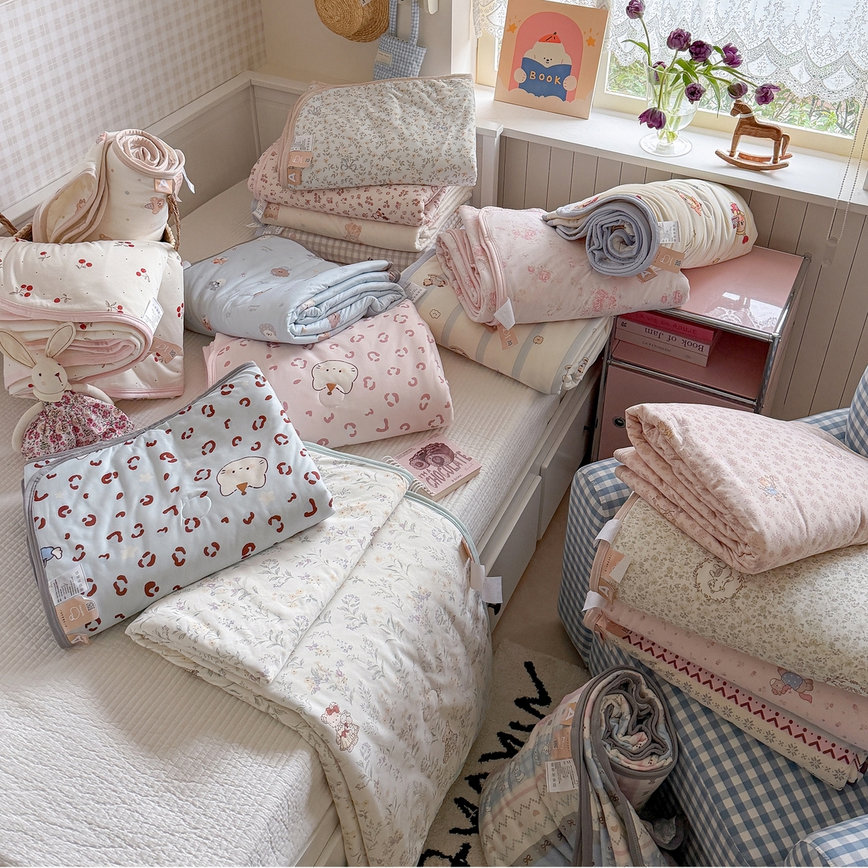 91家纺网 家纺一手货源 找家纺 觅糖家纺 2026新款针织云柔大豆夏被夏凉被空调被 组合图（仅供展示不可下单）