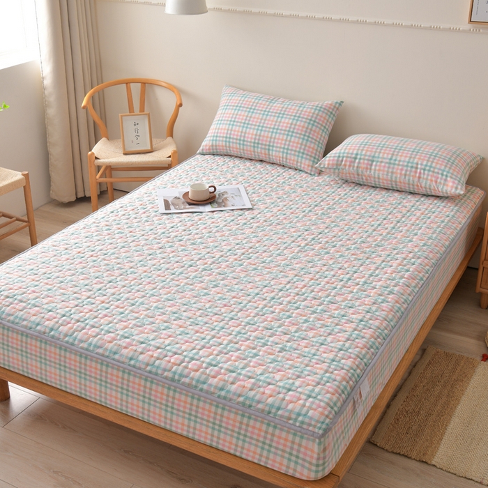 91家纺网 家纺一手货源 找家纺 （总）欧妮家纺 2026新款云朵全棉色织水洗棉夹棉床笠