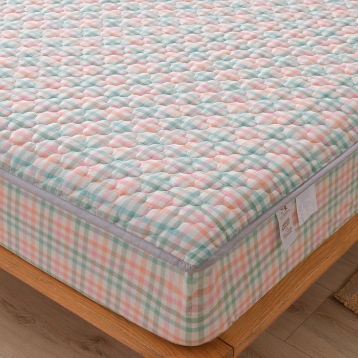 91家纺网 家纺一手货源 找家纺 （总）欧妮家纺 2026新款云朵全棉色织水洗棉夹棉床笠