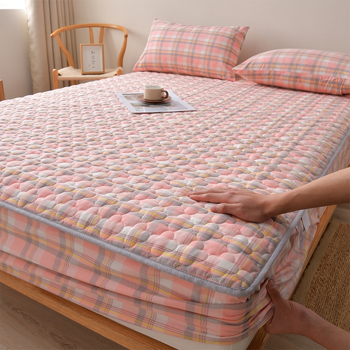 91家纺网 家纺一手货源 找家纺 （总）欧妮家纺 2026新款云朵全棉色织水洗棉夹棉床笠