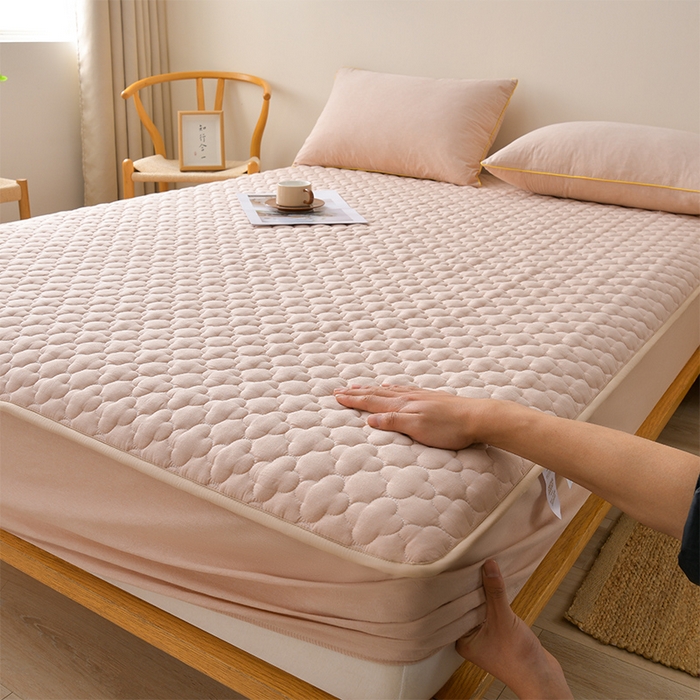 91家纺网 家纺一手货源 找家纺 （总）欧妮家纺 2026新款云朵全棉色织水洗棉夹棉床笠