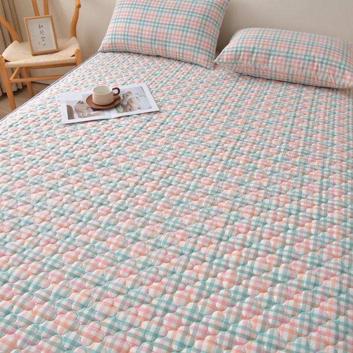 91家纺网 家纺一手货源 找家纺 （总）欧妮家纺 2026新款云朵全棉色织水洗棉夹棉床笠