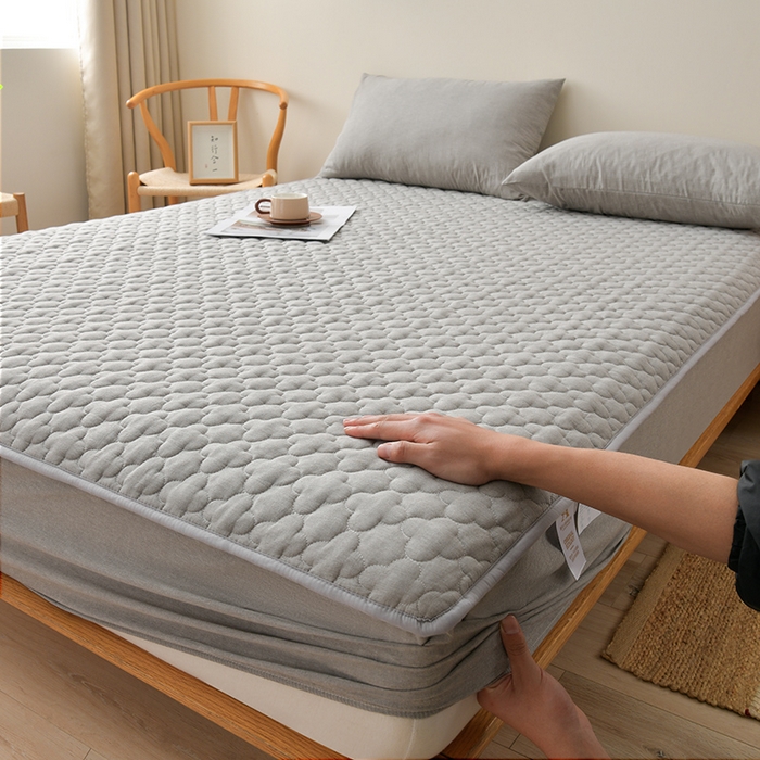 91家纺网 家纺一手货源 找家纺 （总）欧妮家纺 2026新款云朵全棉色织水洗棉夹棉床笠