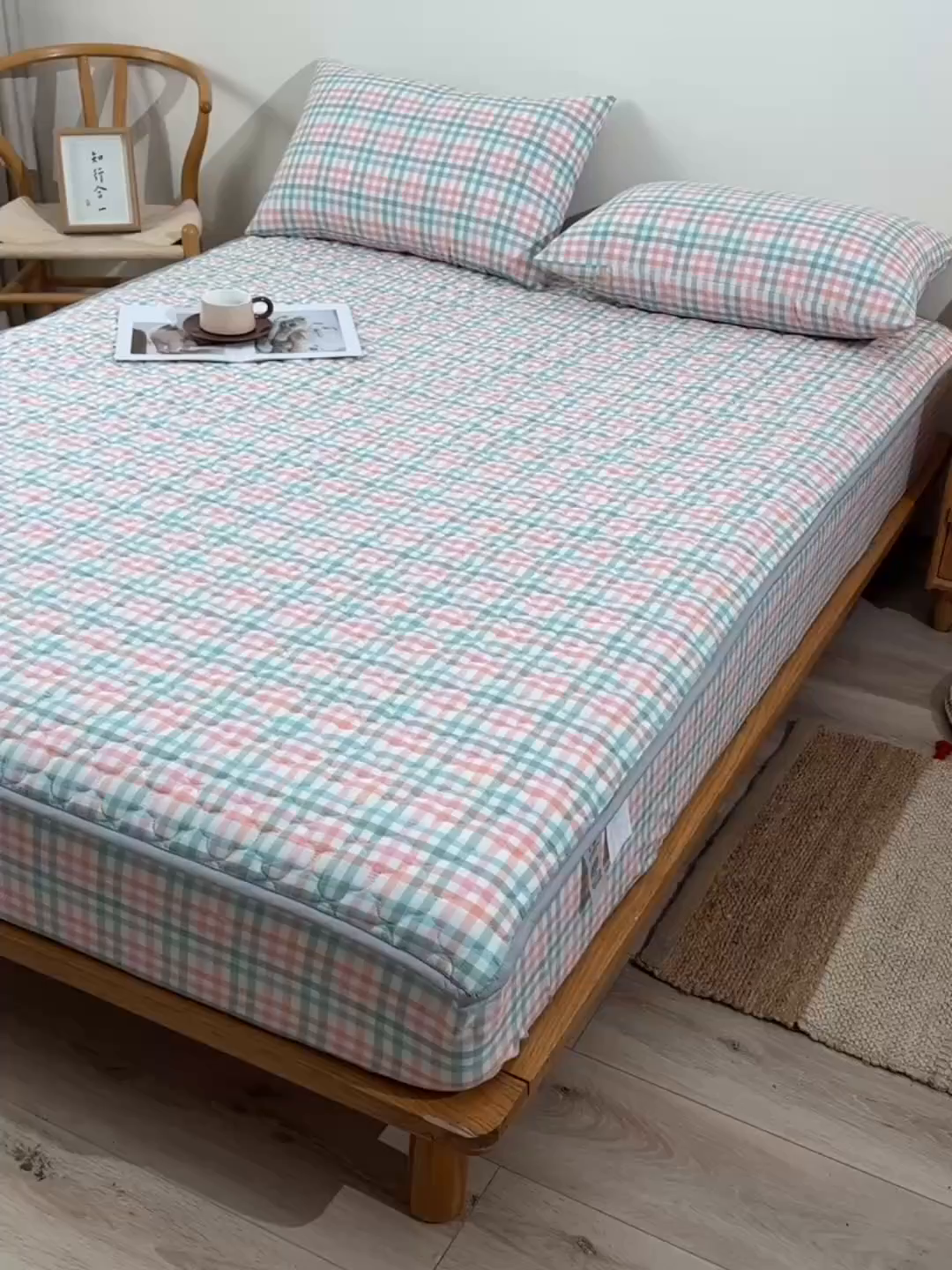 91家纺网 家纺一手货源 找家纺 （总）欧妮家纺 2026新款云朵全棉色织水洗棉夹棉床笠