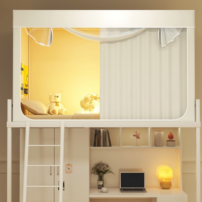 91家纺网 家纺一手货源 找家纺 宅部落 2026新款学生床帘宿舍上下铺床帘式强遮光学生蚊帐-纯色 纯色-淡米黄