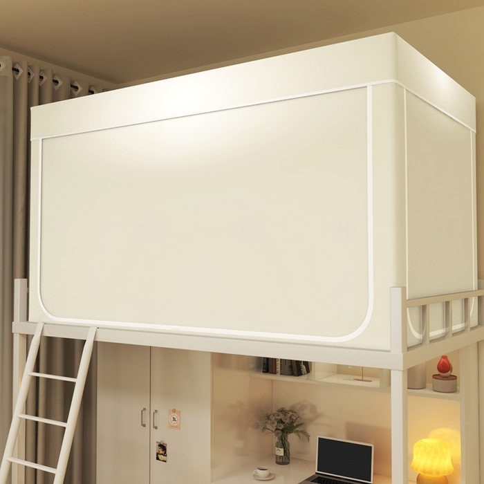 91家纺网 家纺一手货源 找家纺 宅部落 2026新款学生床帘宿舍上下铺床帘式强遮光学生蚊帐-纯色 纯色-淡米黄