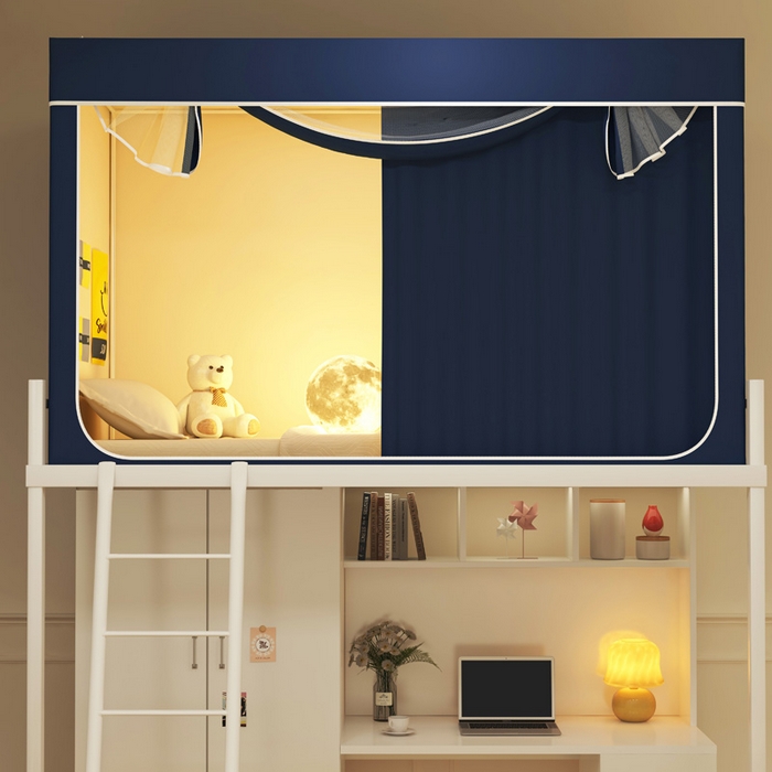 91家纺网 家纺一手货源 找家纺 宅部落 2026新款学生床帘宿舍上下铺床帘式强遮光学生蚊帐-纯色 纯色-藏蓝色