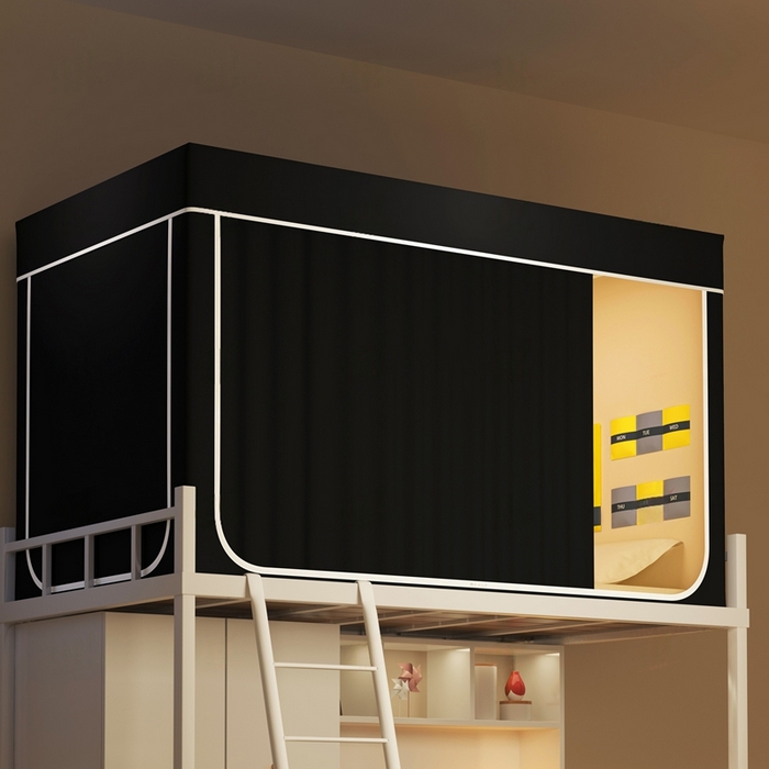 91家纺网 家纺一手货源 找家纺 宅部落 2026新款学生床帘宿舍上下铺床帘式强遮光学生蚊帐-纯色 纯色-黑色