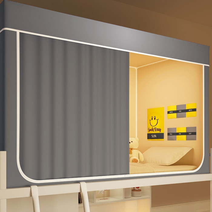 91家纺网 家纺一手货源 找家纺 宅部落 2026新款学生床帘宿舍上下铺床帘式强遮光学生蚊帐-纯色 纯色-灰色