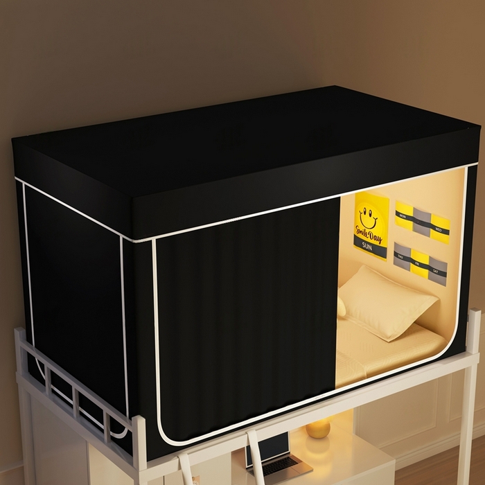 91家纺网 家纺一手货源 找家纺 宅部落 2026新款学生床帘宿舍上下铺床帘式强遮光学生蚊帐-纯色 纯色-黑色