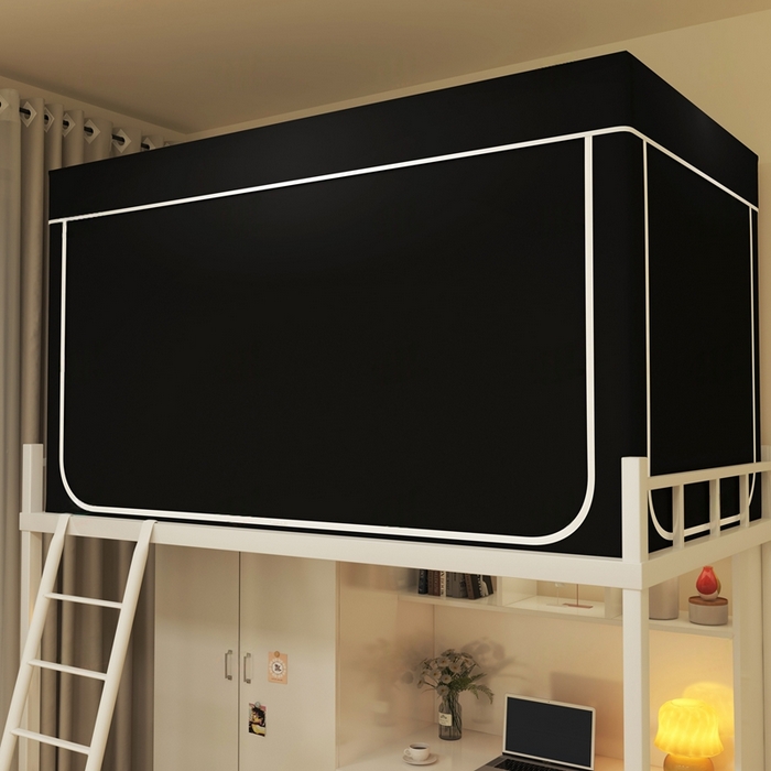 91家纺网 家纺一手货源 找家纺 宅部落 2026新款学生床帘宿舍上下铺床帘式强遮光学生蚊帐-纯色 纯色-黑色