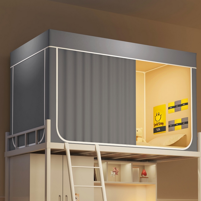 91家纺网 家纺一手货源 找家纺 宅部落 2026新款学生床帘宿舍上下铺床帘式强遮光学生蚊帐-纯色 纯色-灰色