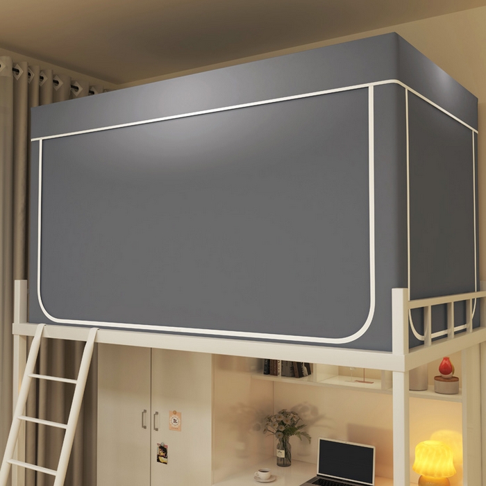 91家纺网 家纺一手货源 找家纺 宅部落 2026新款学生床帘宿舍上下铺床帘式强遮光学生蚊帐-纯色 纯色-灰色