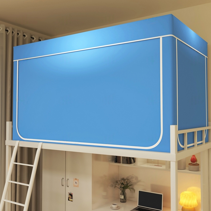 91家纺网 家纺一手货源 找家纺 宅部落 2026新款学生床帘宿舍上下铺床帘式强遮光学生蚊帐-纯色 纯色-天蓝色