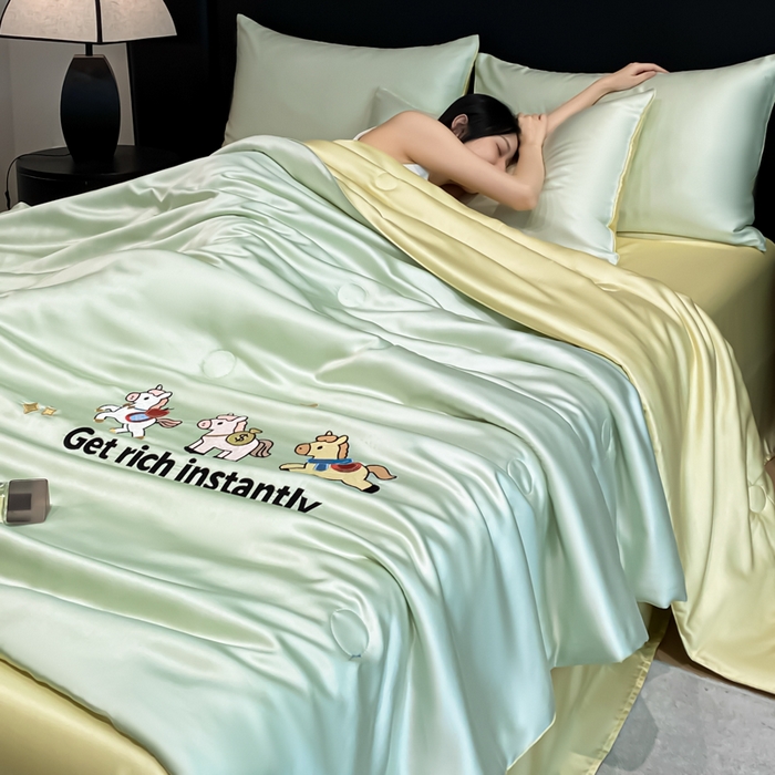 91家纺网 家纺一手货源 找家纺 （总）利欧 2026新款水洗天丝刺绣夏被四件套-马上有钱