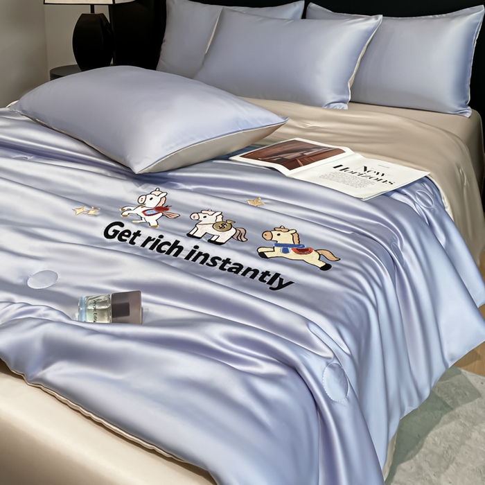 91家纺网 家纺一手货源 找家纺 利欧 2026新款水洗天丝刺绣夏被四件套-马上有钱 马上有钱-紫灰+梧桐