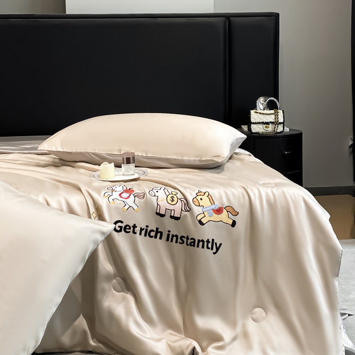 91家纺网 家纺一手货源 找家纺 利欧 2026新款水洗天丝刺绣夏被四件套-马上有钱 马上有钱-梧桐+山灰