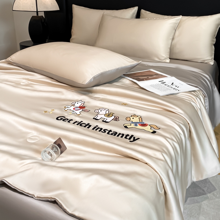 91家纺网 家纺一手货源 找家纺 利欧 2026新款水洗天丝刺绣夏被四件套-马上有钱 马上有钱-梧桐+山灰