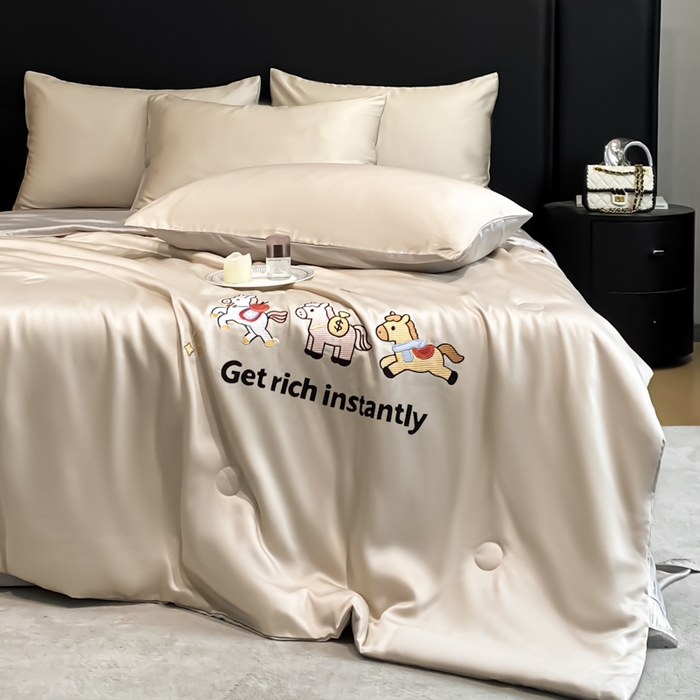 91家纺网 家纺一手货源 找家纺 利欧 2026新款水洗天丝刺绣夏被四件套-马上有钱 马上有钱-梧桐+山灰