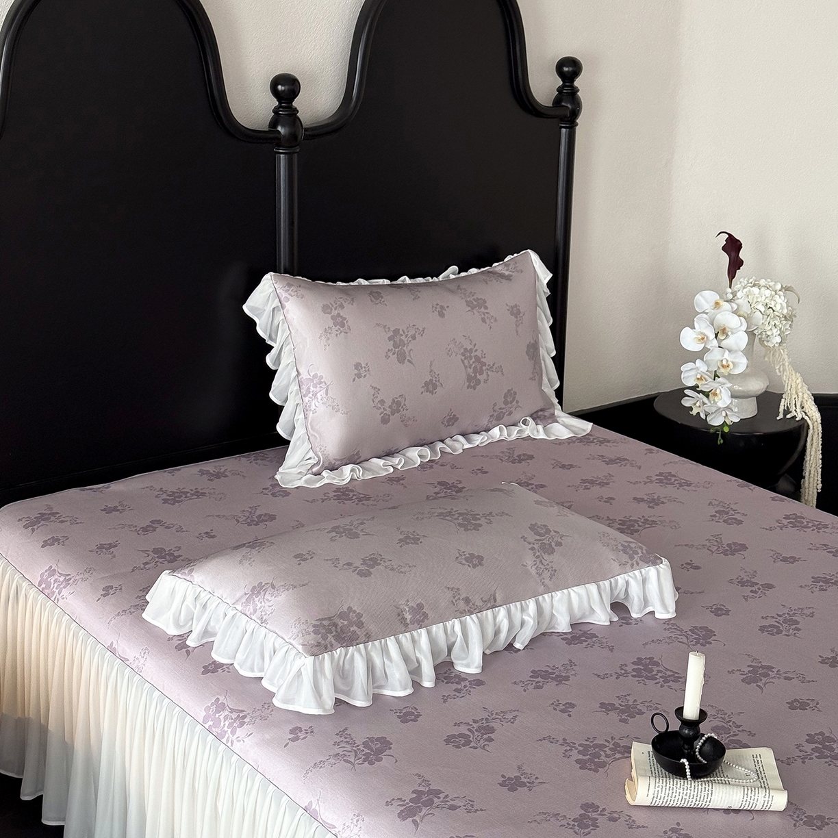 91家纺网 家纺一手货源 找家纺 （总）JUICY 橘滋家纺 2026新款法式复古数码印花床裙冰丝席凉席席子