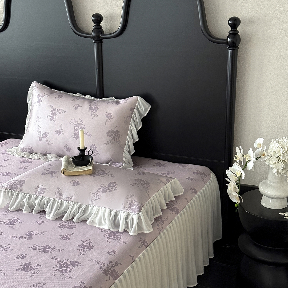 91家纺网 家纺一手货源 找家纺 （总）JUICY 橘滋家纺 2026新款法式复古数码印花床裙冰丝席凉席席子