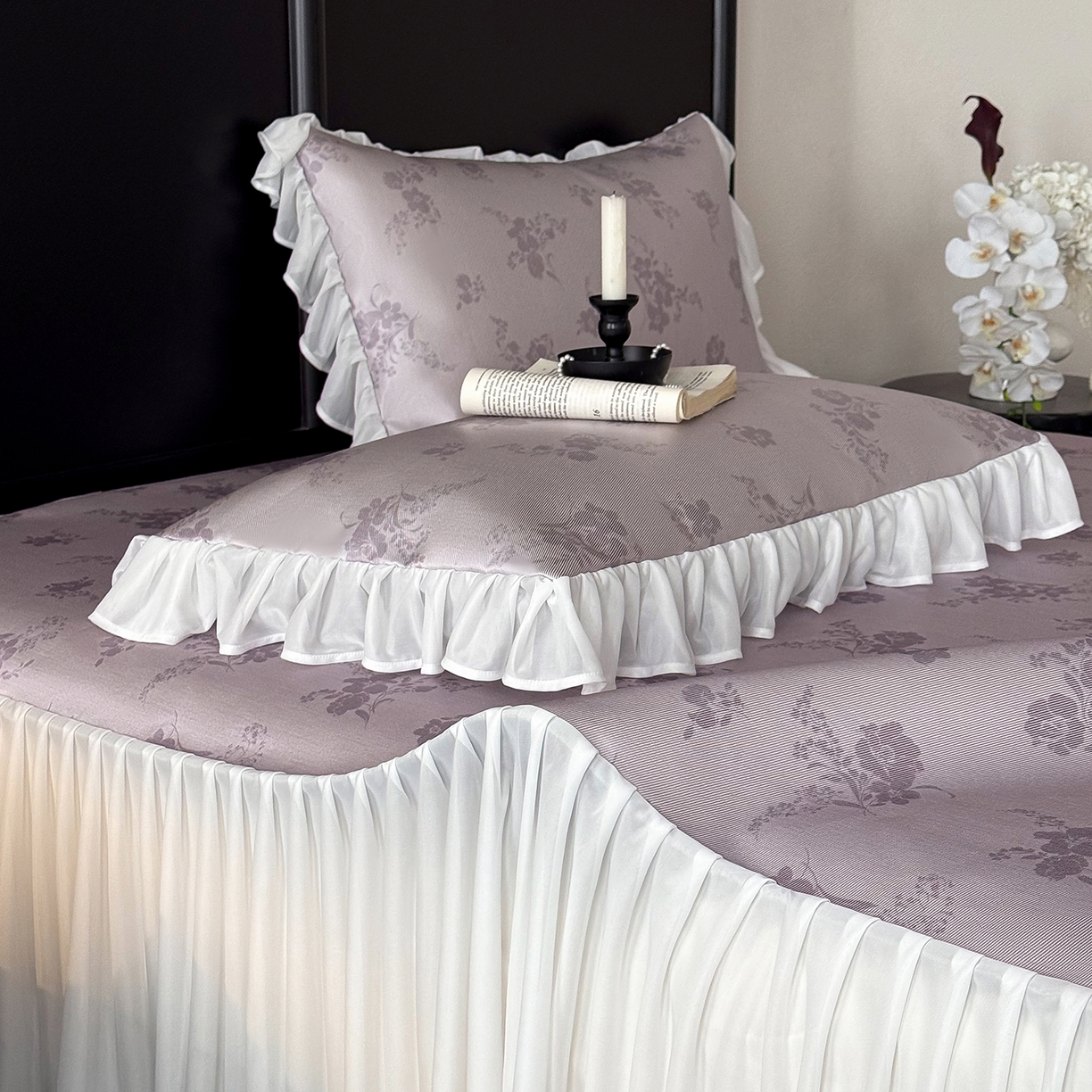 91家纺网 家纺一手货源 找家纺 （总）JUICY 橘滋家纺 2026新款法式复古数码印花床裙冰丝席凉席席子