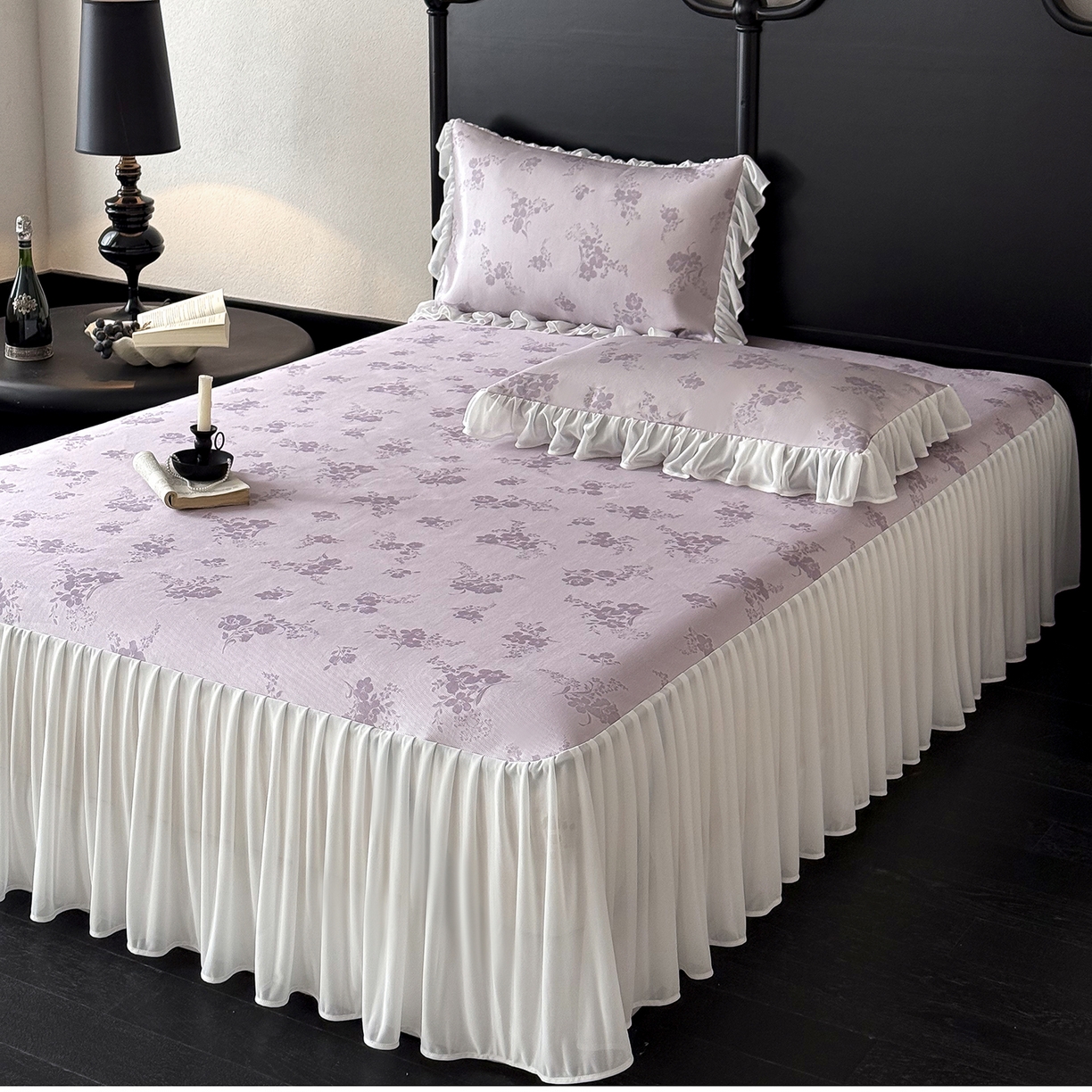 91家纺网 家纺一手货源 找家纺 （总）JUICY 橘滋家纺 2026新款法式复古数码印花床裙冰丝席凉席席子