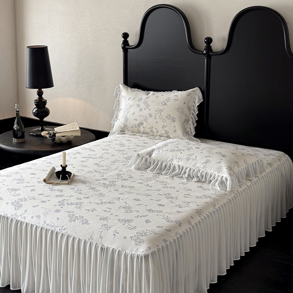 91家纺网 家纺一手货源 找家纺 （总）JUICY 橘滋家纺 2026新款法式复古数码印花床裙冰丝席凉席席子