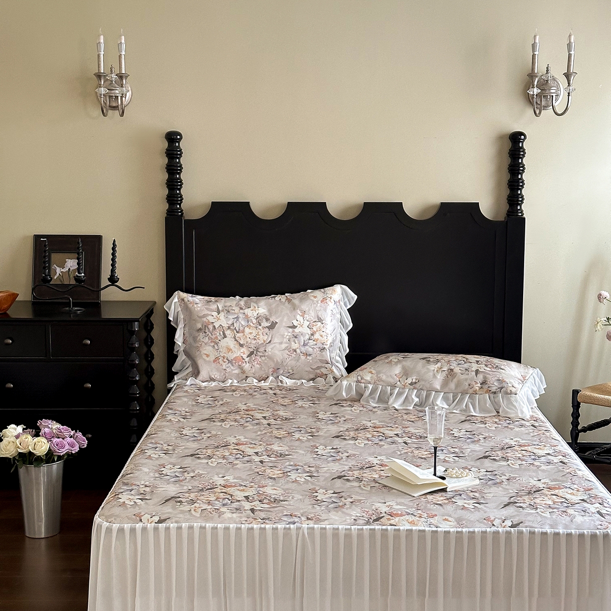 91家纺网 家纺一手货源 找家纺 JUICY 橘滋家纺 2026新款法式复古床裙冰丝席凉席席子 翡冷翠之梦