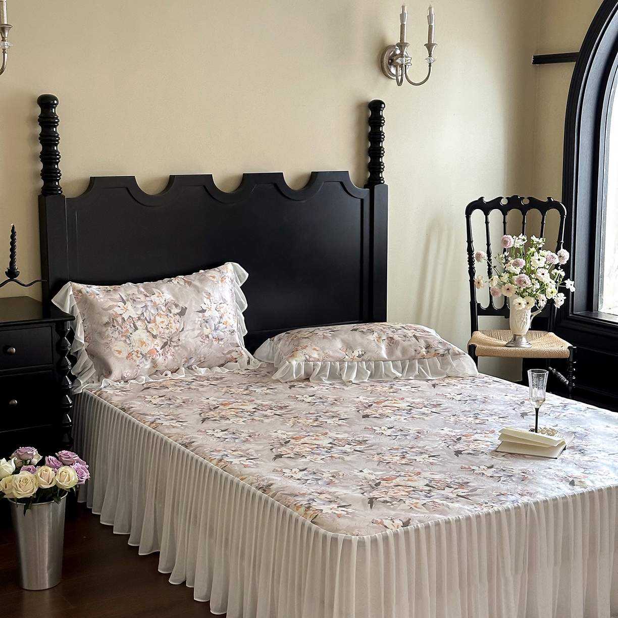 91家纺网 家纺一手货源 找家纺 JUICY 橘滋家纺 2026新款法式复古床裙冰丝席凉席席子 翡冷翠之梦