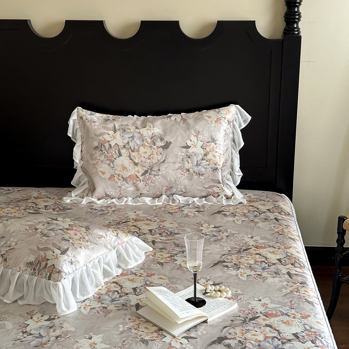 91家纺网 家纺一手货源 找家纺 JUICY 橘滋家纺 2026新款法式复古床裙冰丝席凉席席子 翡冷翠之梦