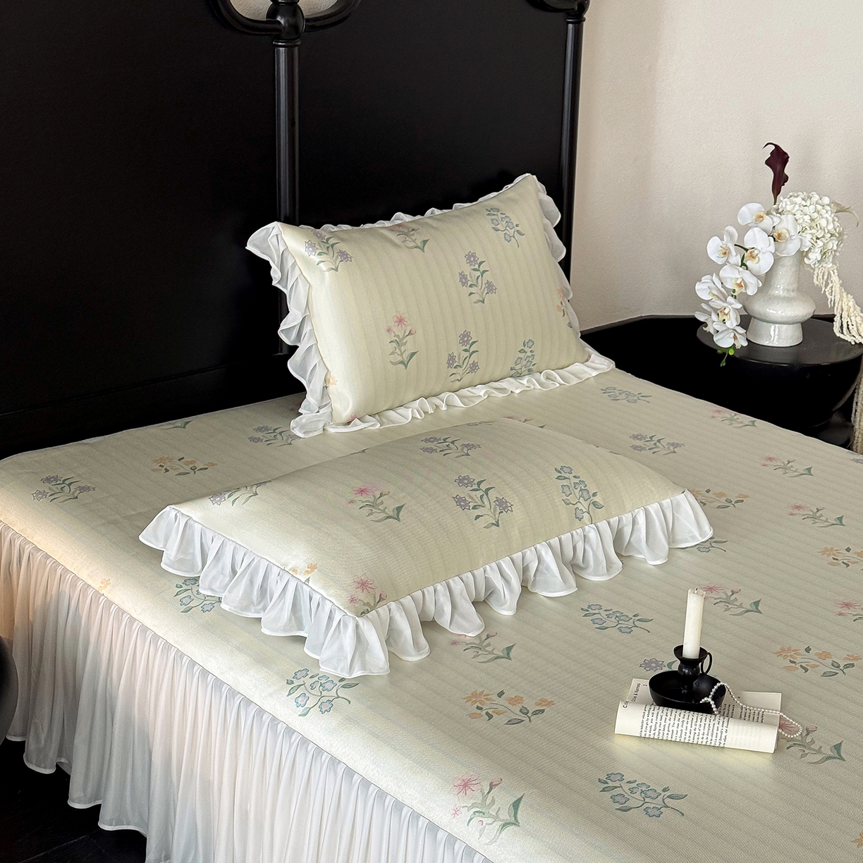 91家纺网 家纺一手货源 找家纺 JUICY 橘滋家纺 2026新款法式复古床裙冰丝席凉席席子 风之信笺