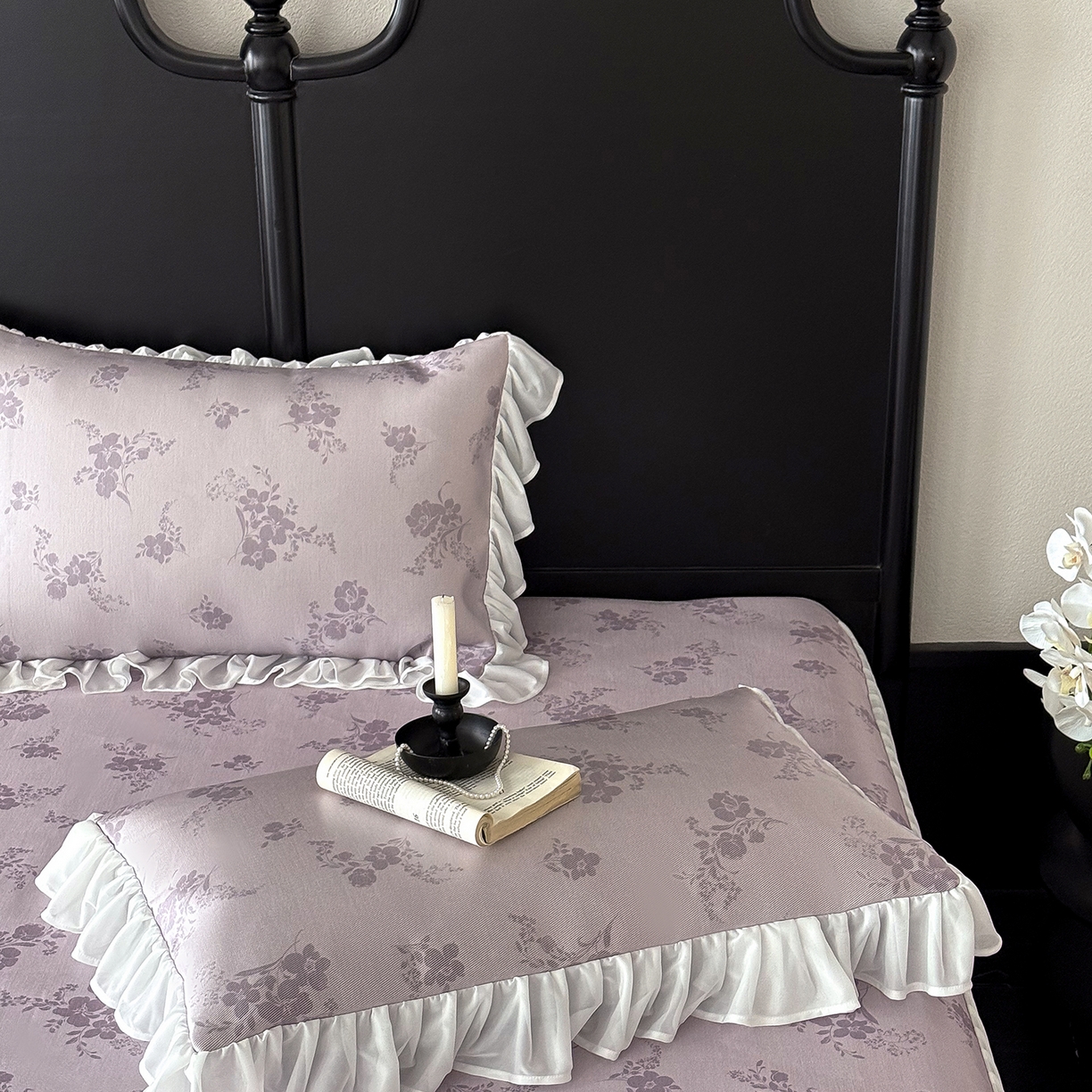 91家纺网 家纺一手货源 找家纺 JUICY 橘滋家纺 2026新款法式复古床裙冰丝席凉席席子 薄暮絮语