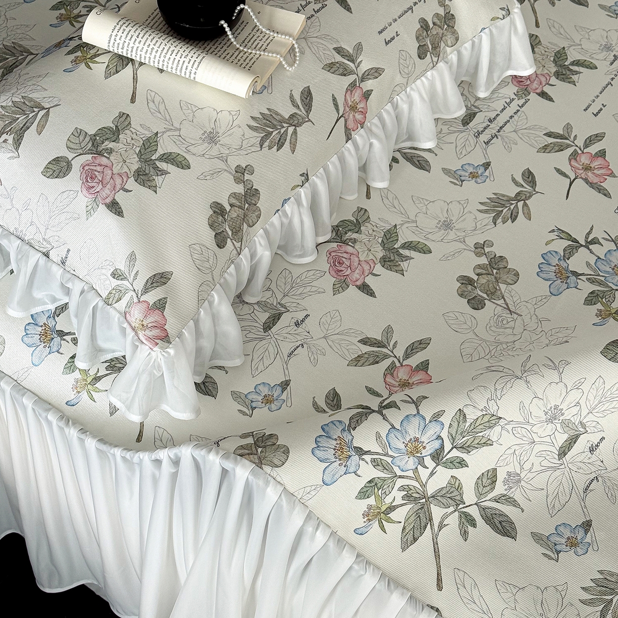 91家纺网 家纺一手货源 找家纺 JUICY 橘滋家纺 2026新款法式复古床裙冰丝席凉席席子 维多利亚花园手扎