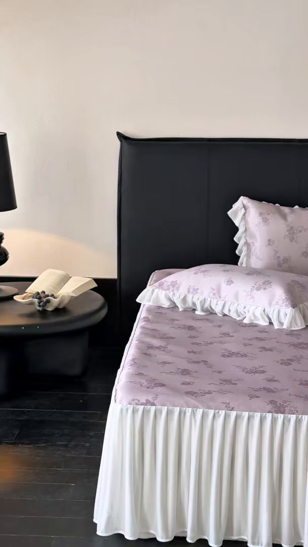 91家纺网 家纺一手货源 找家纺 JUICY 橘滋家纺 2026新款法式复古床裙冰丝席凉席席子 薄暮絮语